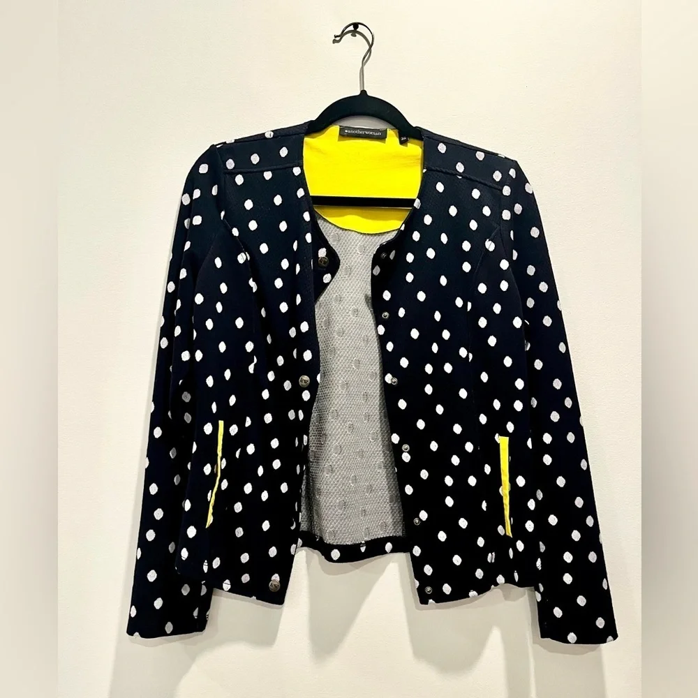 Vintage Polka Dot Black White Snap Button Long Sleeve Sweater Jacket Cardigan  6 - Picture 2 of 7